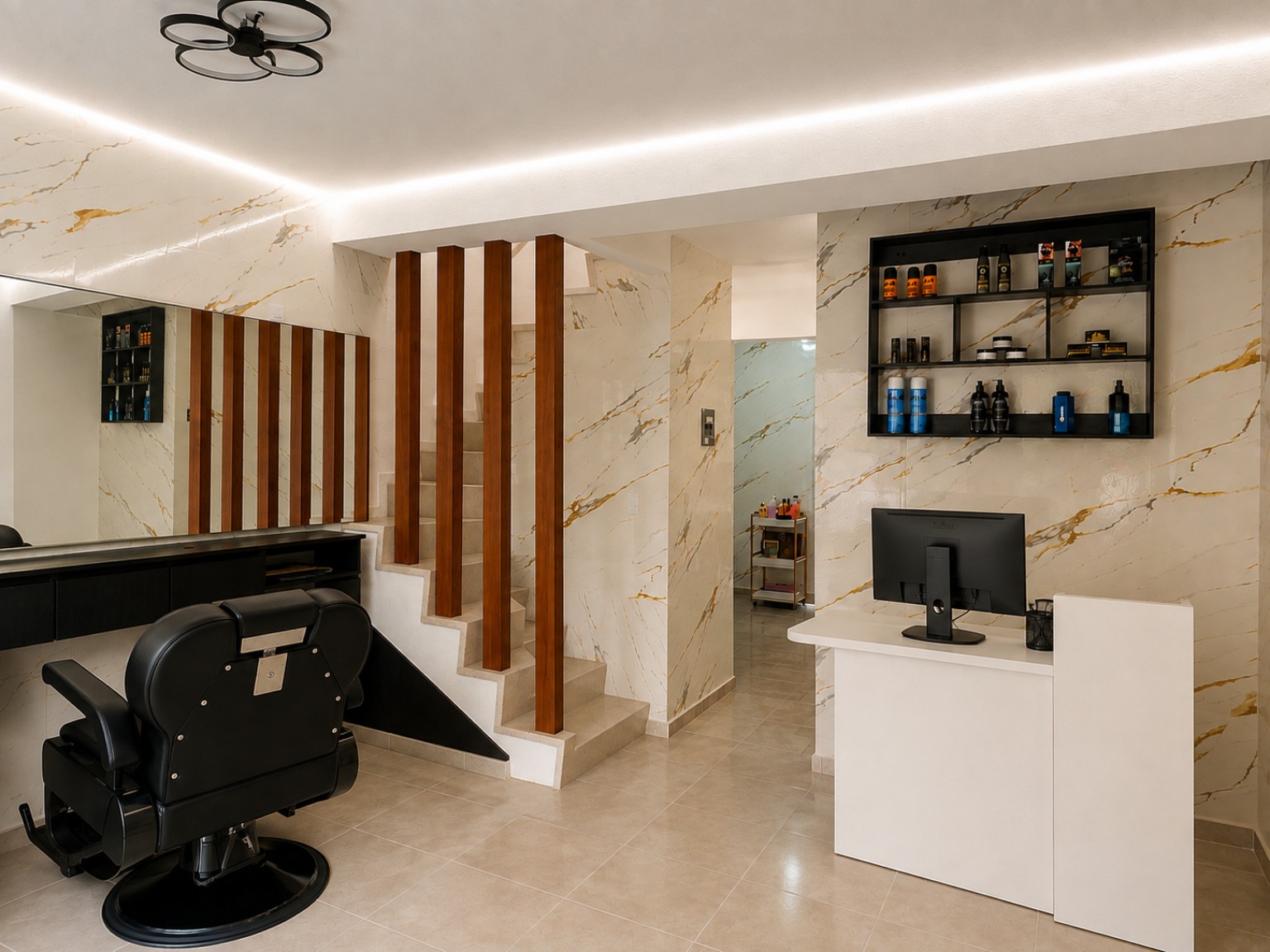 Recepción y barbería
